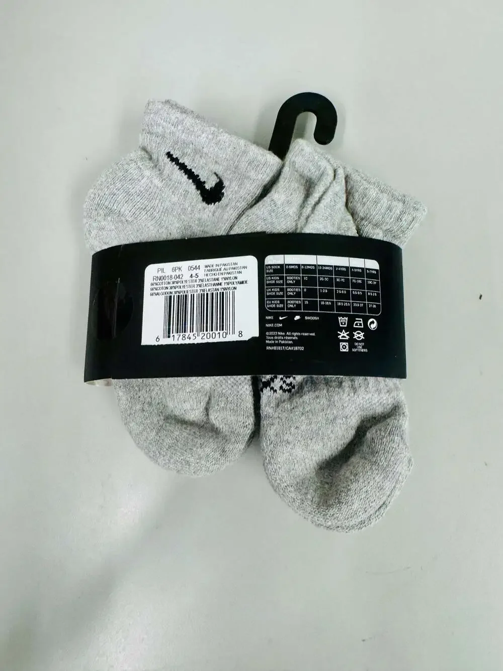 Nike Cushioned Ankle Boys Socks Size XXS 7C-10C Gray
